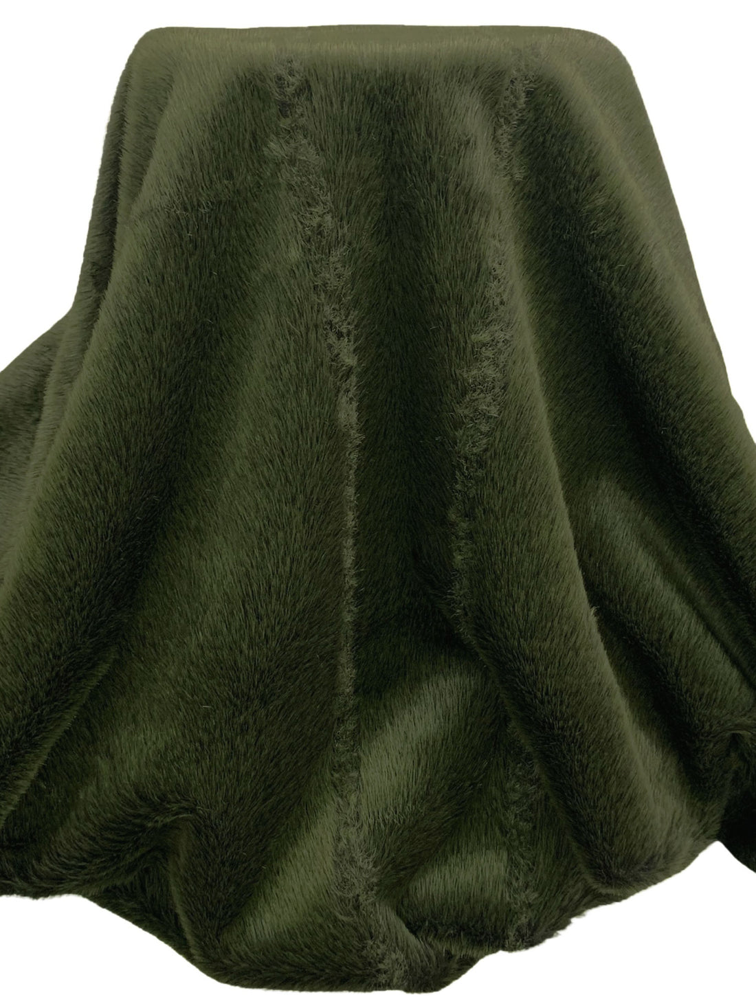 SOLD AS IS ONLY - Dark Moss Green 100% Polyester Faux Fur - NY Designer - 63W