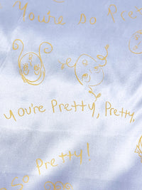 Pale Silvery Blue/Maize 100% Acetate Novelty Pretty Face Print Lining 42W