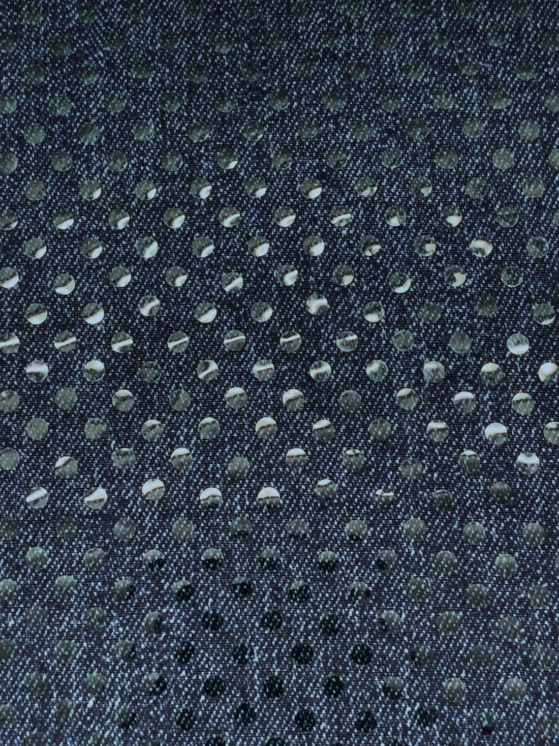 Dark Wash 100% Polyester Fused Sequin Dot Denim Print Knit 43W