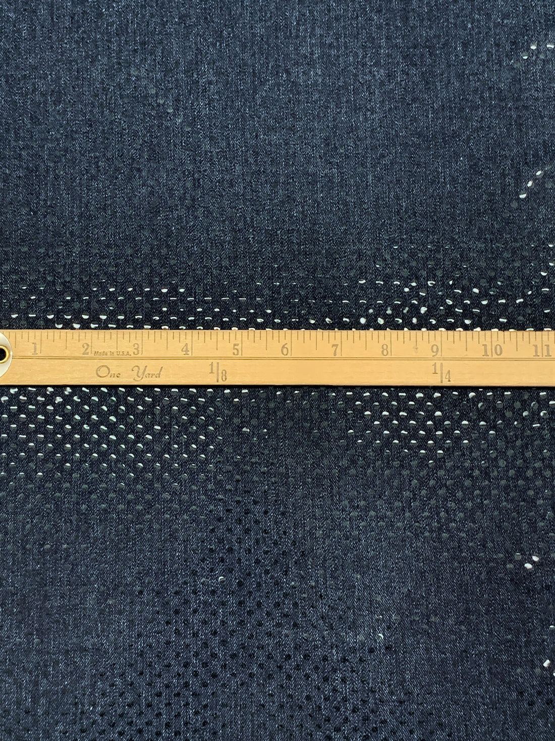 Dark Wash 100% Polyester Fused Sequin Dot Denim Print Knit 43W