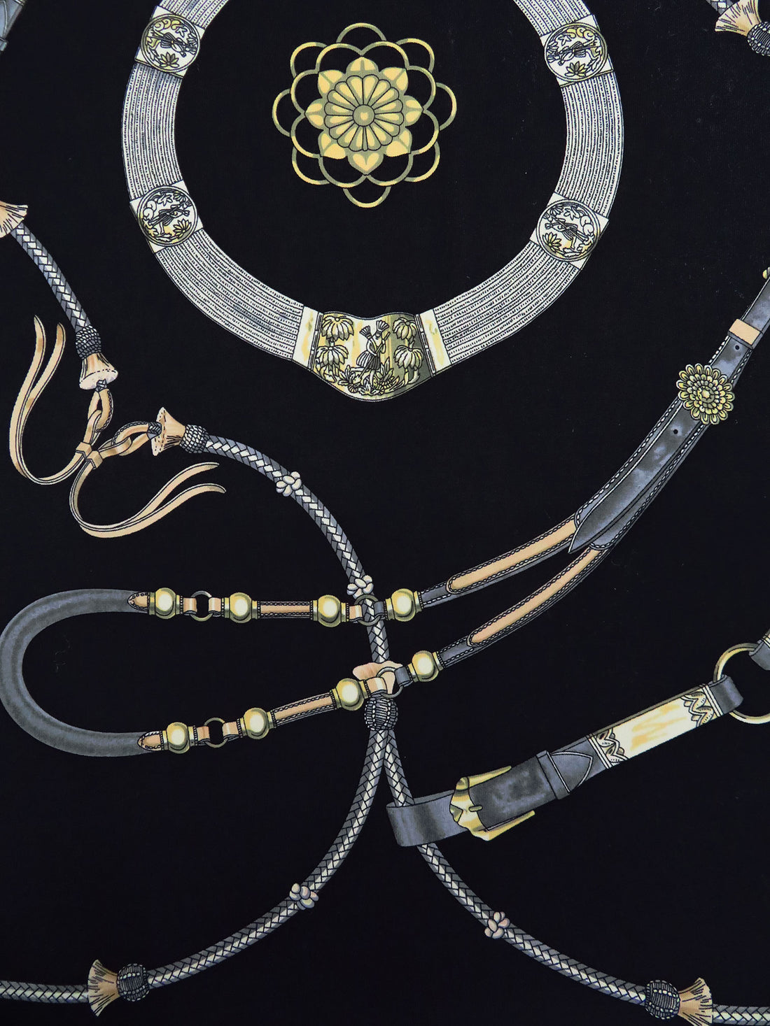 SOLD BY THE PANEL ONLY - Black/Cream/Mid Gray/Multi Polyester/Lycra Framed Belts Smooth Jersey Knit - NY Designer - 45W