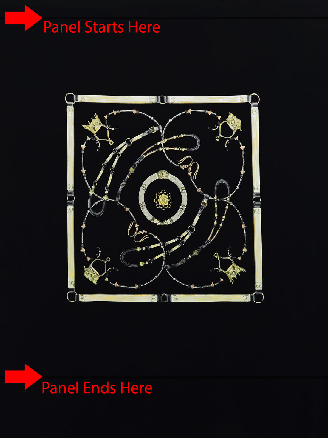 SOLD BY THE PANEL ONLY - Black/Cream/Mid Gray/Multi Polyester/Lycra Framed Belts Smooth Jersey Knit - NY Designer - 45W