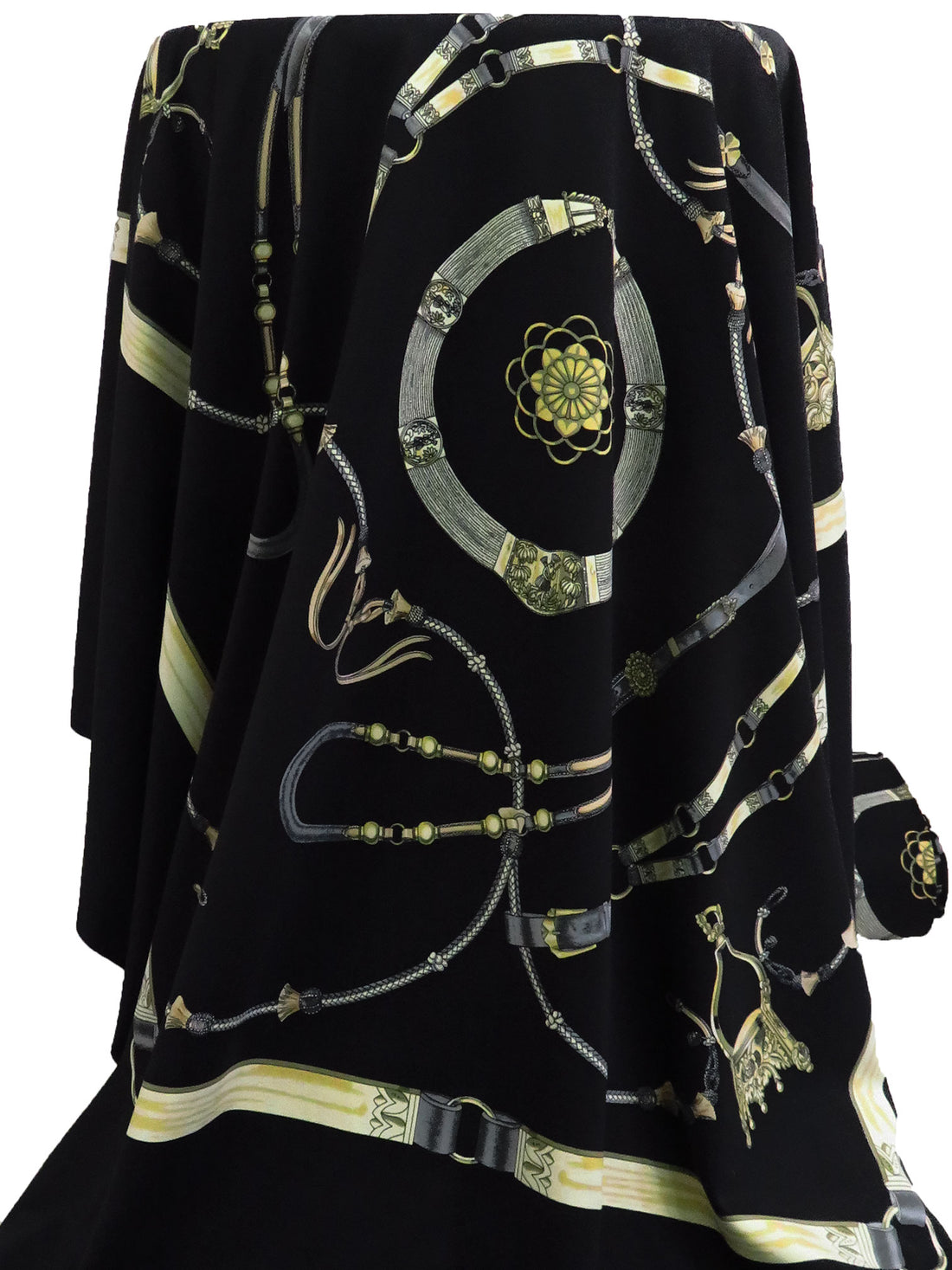 SOLD BY THE PANEL ONLY - Black/Cream/Mid Gray/Multi Polyester/Lycra Framed Belts Smooth Jersey Knit - NY Designer - 45W