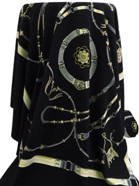 SOLD BY THE PANEL ONLY - Black/Cream/Mid Gray/Multi Polyester/Lycra Framed Belts Smooth Jersey Knit - NY Designer - 45W