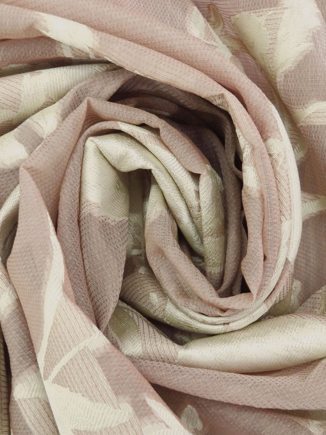 Pearl/Cinereous Taupe Polyester/Wool Floral Weave Jacquard Suiting - NY Designer - 56W