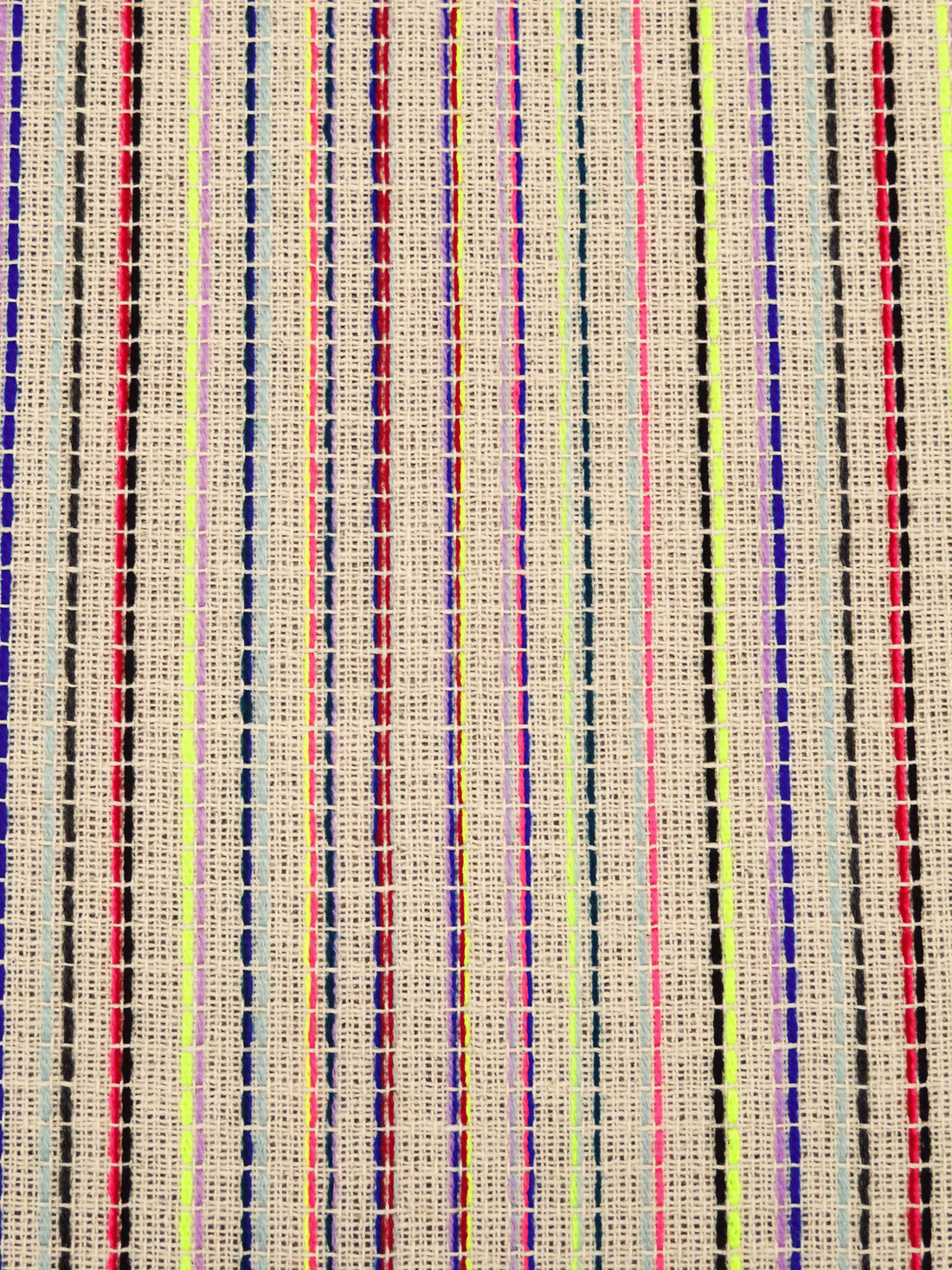 Beige/Neon Pink/Dark Blue/Multi Cotton/Polyester/Wool Vertical Stripe Woven Suiting - NY Designer - 45W