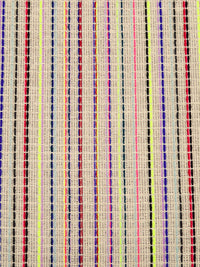 Beige/Neon Pink/Dark Blue/Multi Cotton/Polyester/Wool Vertical Stripe Woven Suiting - NY Designer - 45W
