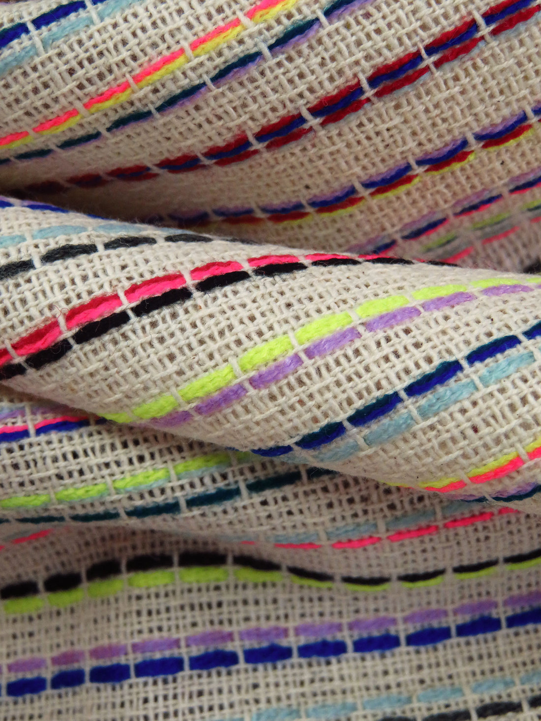 Beige/Neon Pink/Dark Blue/Multi Cotton/Polyester/Wool Vertical Stripe Woven Suiting - NY Designer - 45W