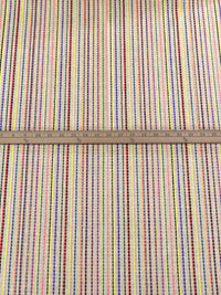 Beige/Neon Pink/Dark Blue/Multi Cotton/Polyester/Wool Vertical Stripe Woven Suiting - NY Designer - 45W