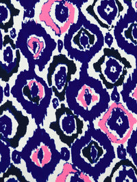 Dark Blue/White/Highlighter Pink/Multi 100% Polyester Abstract Print Crepe Blouse Weight Woven - NY Designer - 58W