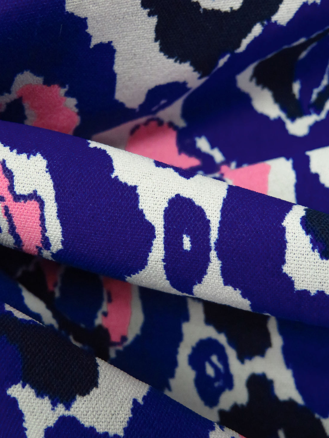 Dark Blue/White/Highlighter Pink/Multi 100% Polyester Abstract Print Crepe Blouse Weight Woven - NY Designer - 58W