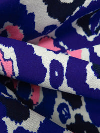 Dark Blue/White/Highlighter Pink/Multi 100% Polyester Abstract Print Crepe Blouse Weight Woven - NY Designer - 58W