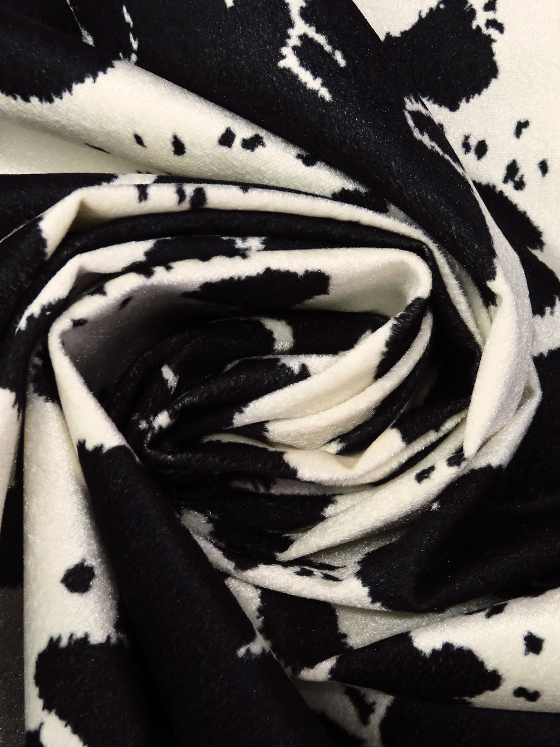 Black/Cream 100% Polyester Cow Print Faux Fur - NY Designer - 57W