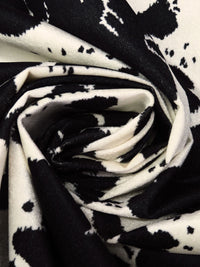 Black/Cream 100% Polyester Cow Print Faux Fur - NY Designer - 57W