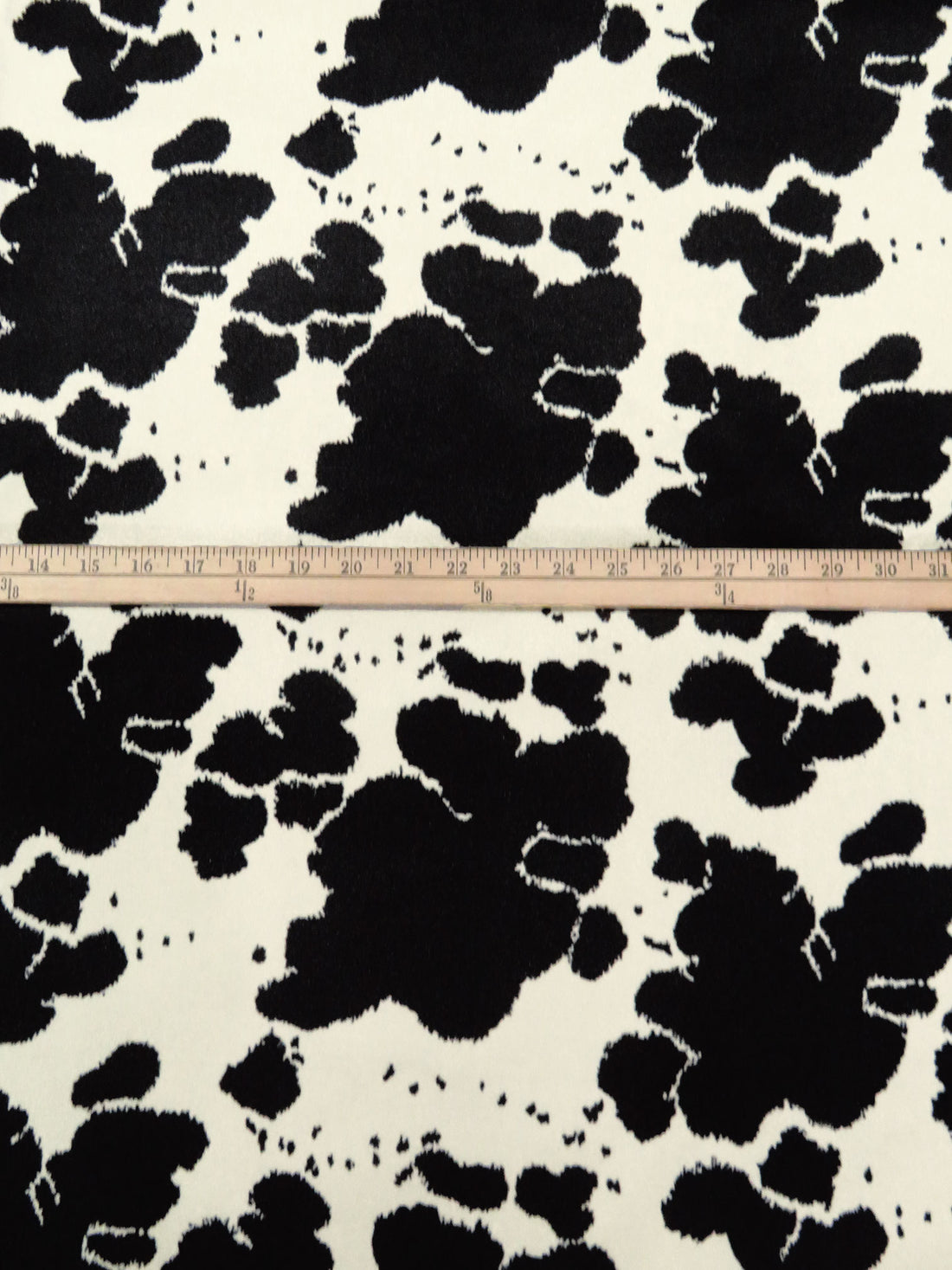 Black/Cream 100% Polyester Cow Print Faux Fur - NY Designer - 57W