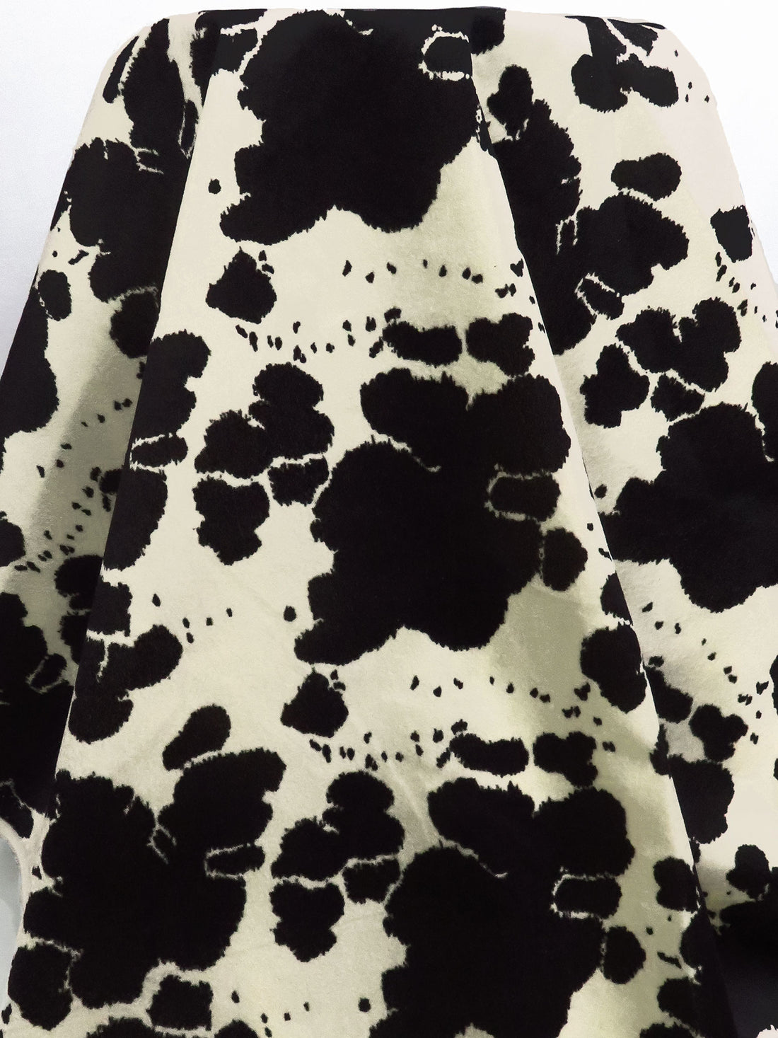 Black/Cream 100% Polyester Cow Print Faux Fur - NY Designer - 57W