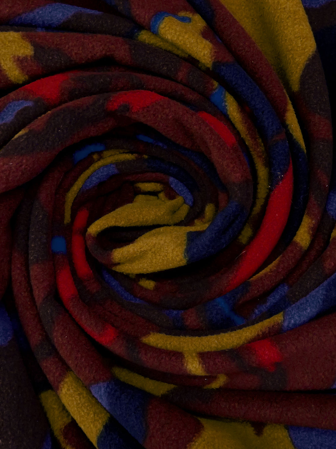 Dark Red Bean/Cetacean Blue/Deep Bronze/Multi 100% Polyester Abstract Print Fleece - NY Designer- 62W