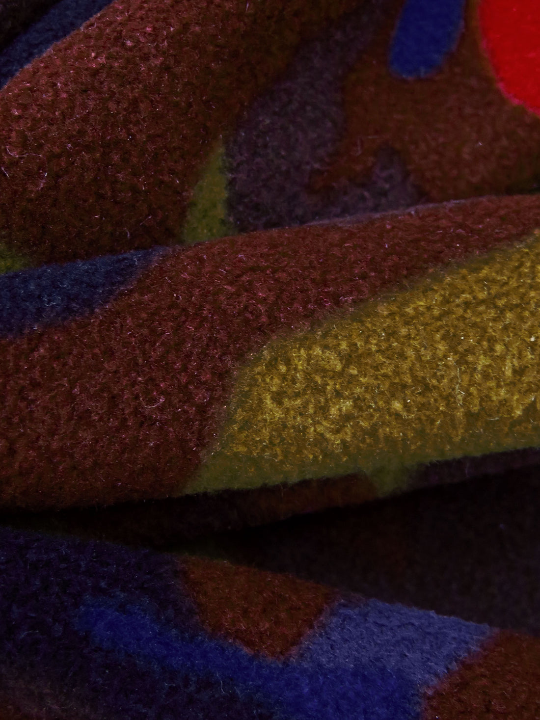 Dark Red Bean/Cetacean Blue/Deep Bronze/Multi 100% Polyester Abstract Print Fleece - NY Designer- 62W
