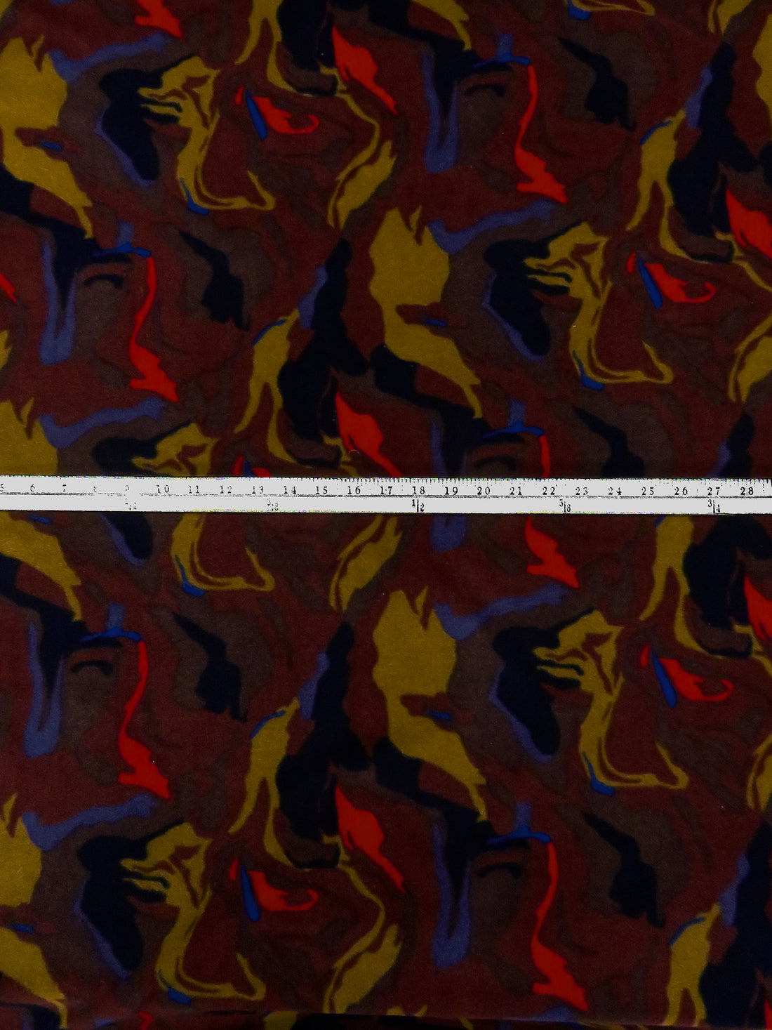 Dark Red Bean/Cetacean Blue/Deep Bronze/Multi 100% Polyester Abstract Print Fleece - NY Designer- 62W