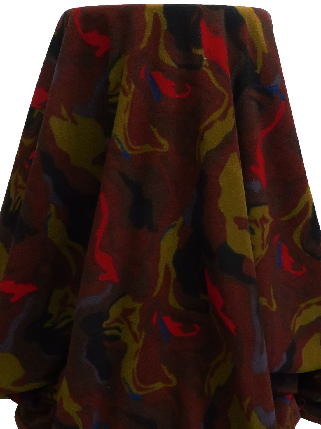 Dark Red Bean/Cetacean Blue/Deep Bronze/Multi 100% Polyester Abstract Print Fleece - NY Designer- 62W
