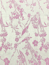 Bone/Wild Orchid Pink 100% Polyester Floral Weave Brocade - NY Designer - 57W