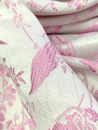 Bone/Wild Orchid Pink 100% Polyester Floral Weave Brocade - NY Designer - 57W