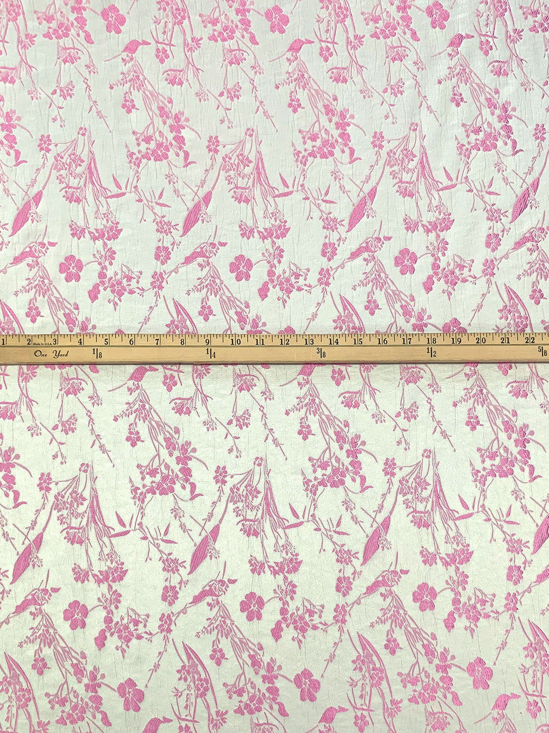 Bone/Wild Orchid Pink 100% Polyester Floral Weave Brocade - NY Designer - 57W