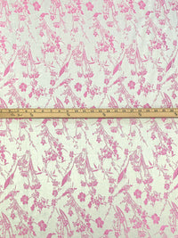 Bone/Wild Orchid Pink 100% Polyester Floral Weave Brocade - NY Designer - 57W