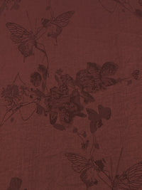 Rusted Crimson 100% Polyester Butterfly Floral Weave Drapey Satin Jacquard - NY Designer - 59W