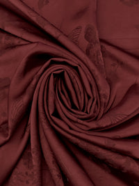 Rusted Crimson 100% Polyester Butterfly Floral Weave Drapey Satin Jacquard - NY Designer - 59W