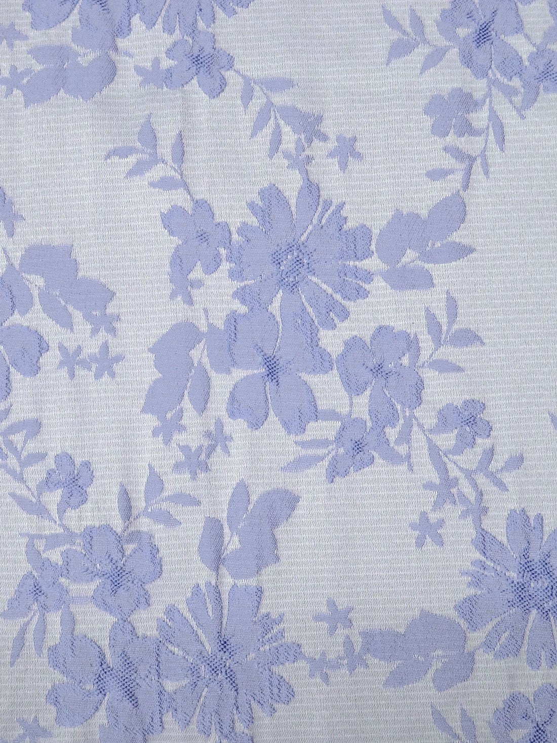 Light Cornflower/White 100% Polyester Floral On Horizontal Stripe Weave Brocade - NY Designer - 61W