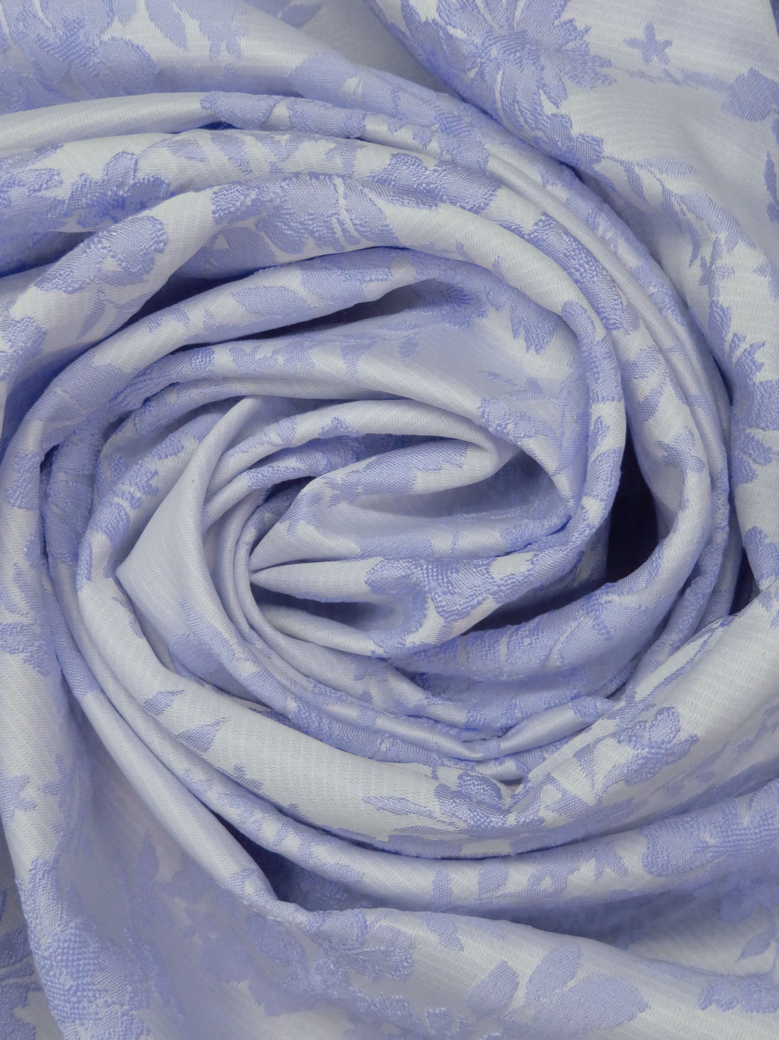 Light Cornflower/White 100% Polyester Floral On Horizontal Stripe Weave Brocade - NY Designer - 61W