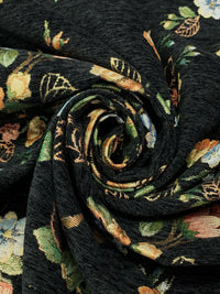 Black/Gold/Soft Blue/Multi Polyester/Metallic Floral Tapestry Brocade - NY Designer - 58W