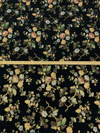 Black/Gold/Soft Blue/Multi Polyester/Metallic Floral Tapestry Brocade - NY Designer - 58W
