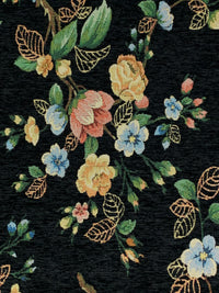 Black/Soft Blue/Dark Spring Green/Multi 100% Polyester Floral Tapestry Brocade - NY Designer - 58W