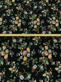 Black/Soft Blue/Dark Spring Green/Multi 100% Polyester Floral Tapestry Brocade - NY Designer - 58W