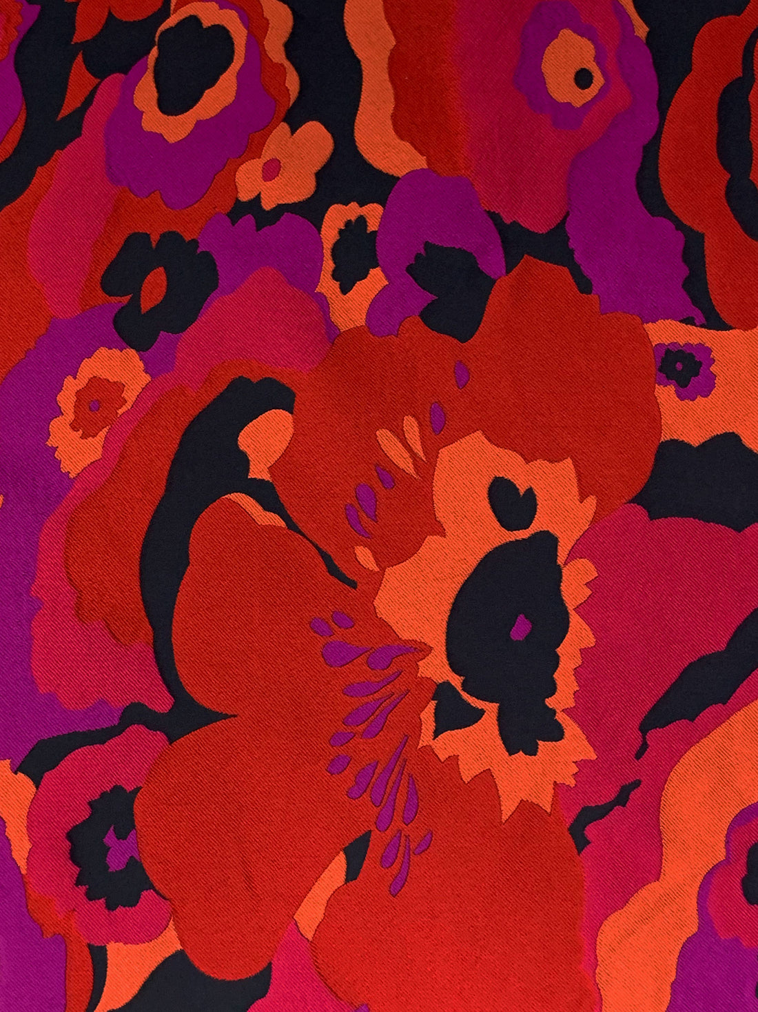 Bright Red/Dark Fuchsia/Black/Multi 100% Nylon Floral Jacquard - NY Designer - 57W