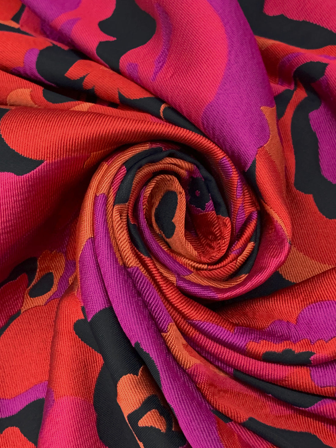 Bright Red/Dark Fuchsia/Black/Multi 100% Nylon Floral Jacquard - NY Designer - 57W