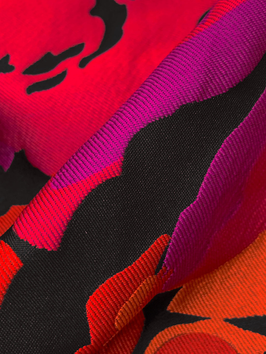 Bright Red/Dark Fuchsia/Black/Multi 100% Nylon Floral Jacquard - NY Designer - 57W