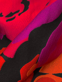Bright Red/Dark Fuchsia/Black/Multi 100% Nylon Floral Jacquard - NY Designer - 57W