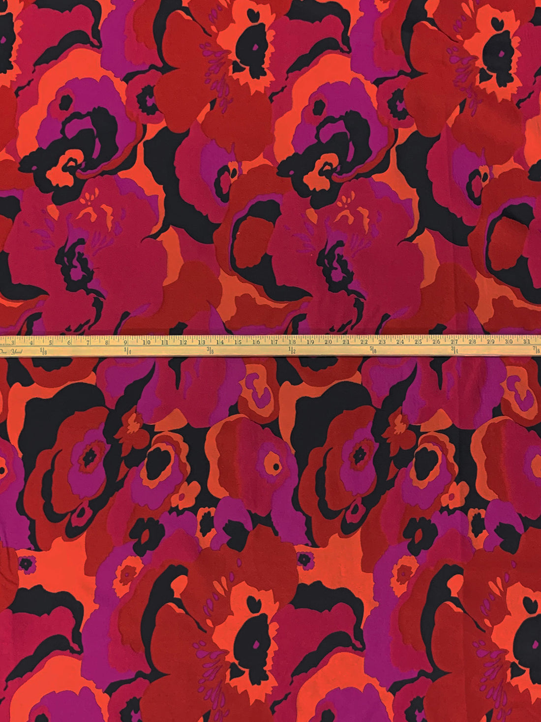 Bright Red/Dark Fuchsia/Black/Multi 100% Nylon Floral Jacquard - NY Designer - 57W