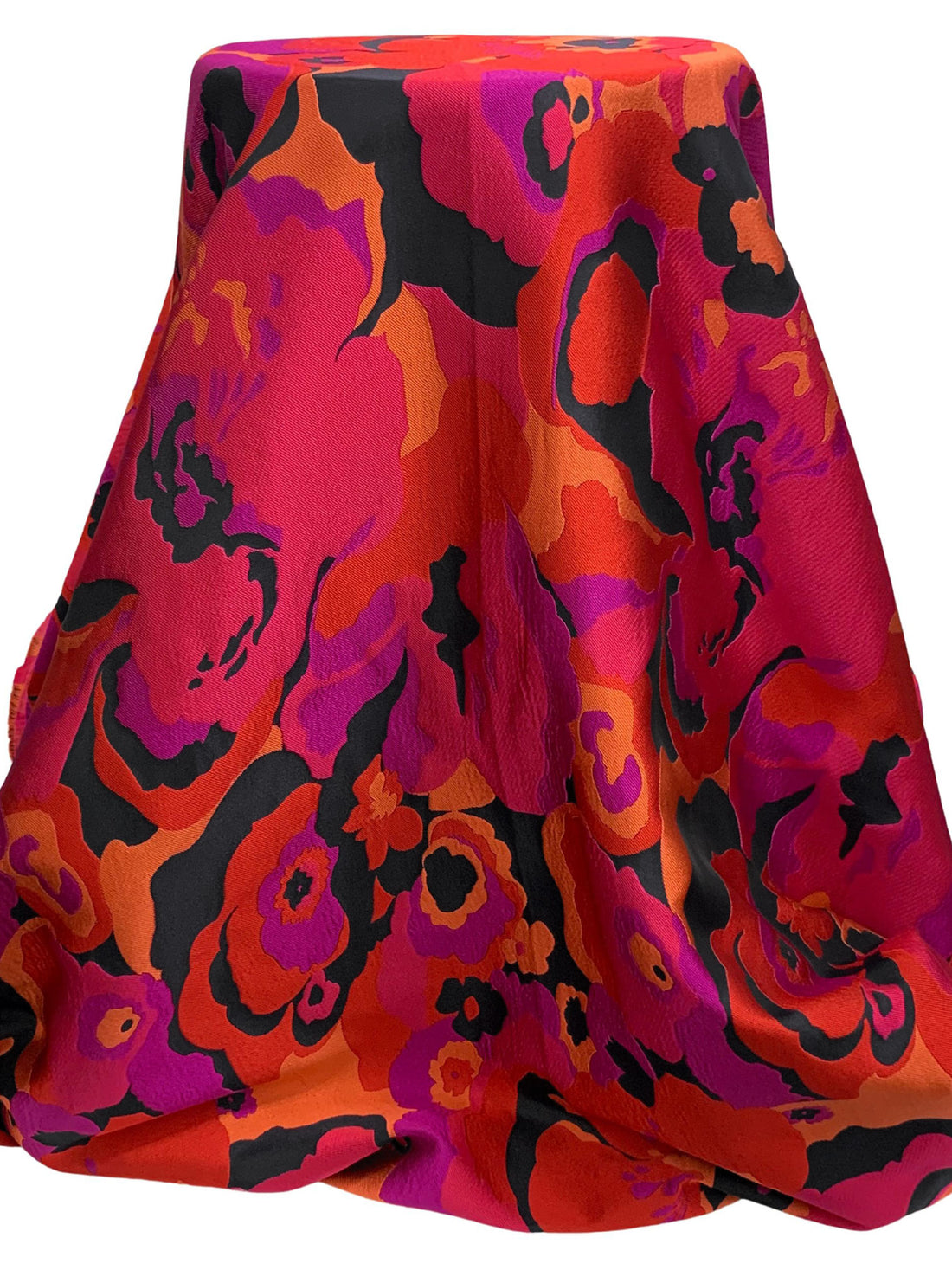 Bright Red/Dark Fuchsia/Black/Multi 100% Nylon Floral Jacquard - NY Designer - 57W