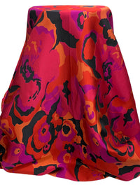 Bright Red/Dark Fuchsia/Black/Multi 100% Nylon Floral Jacquard - NY Designer - 57W