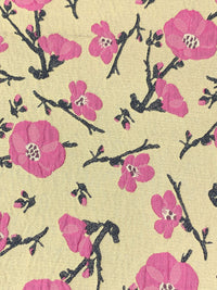 French Vanilla/Dark Pink/Midnight Navy 100% Polyester Floral Jacquard - NY Designer - 60W
