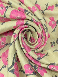 French Vanilla/Dark Pink/Midnight Navy 100% Polyester Floral Jacquard - NY Designer - 60W