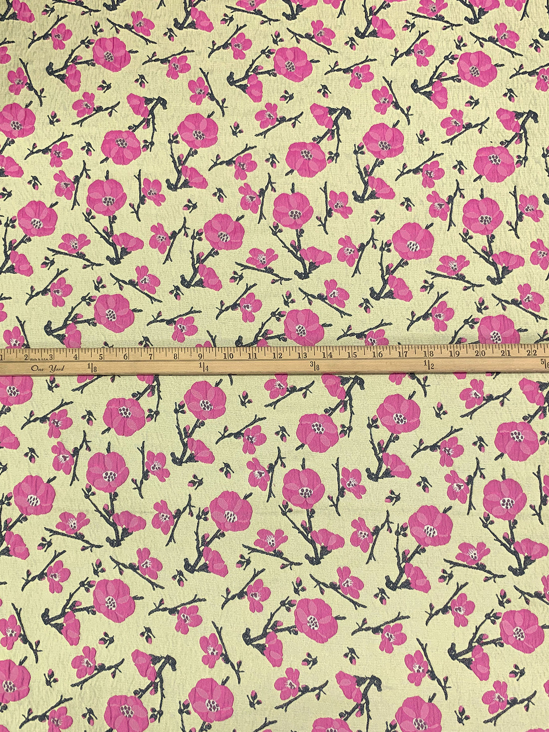 French Vanilla/Dark Pink/Midnight Navy 100% Polyester Floral Jacquard - NY Designer - 60W