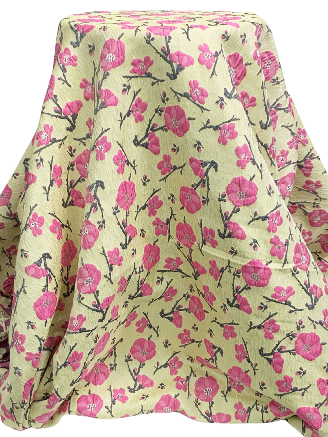 French Vanilla/Dark Pink/Midnight Navy 100% Polyester Floral Jacquard - NY Designer - 60W