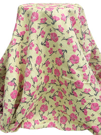 French Vanilla/Dark Pink/Midnight Navy 100% Polyester Floral Jacquard - NY Designer - 60W