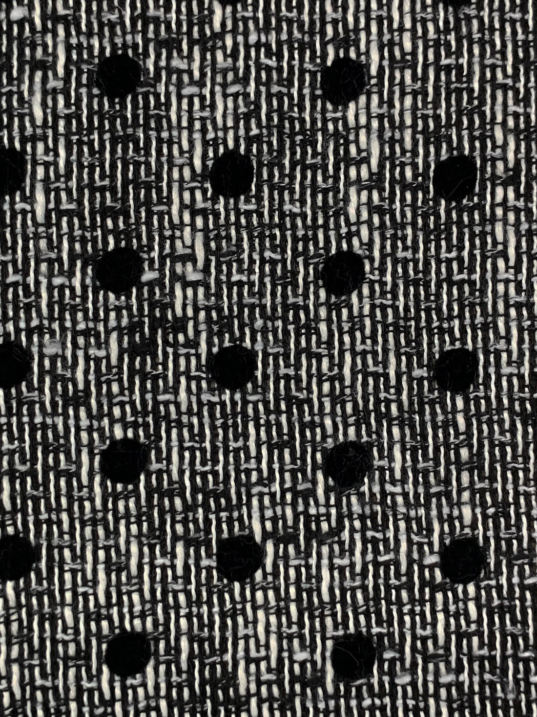 Black/White 100% Polyester Polka Dot Print On Boucle Suiting - NY Designer - 56W