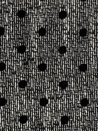 Black/White 100% Polyester Polka Dot Print On Boucle Suiting - NY Designer - 56W